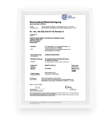 360*380-Eichrecht Certificate for EV Charger